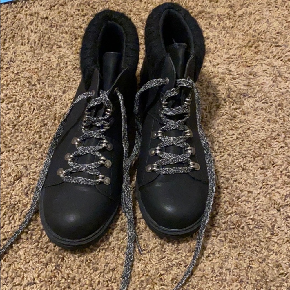 Black lace up combat boots